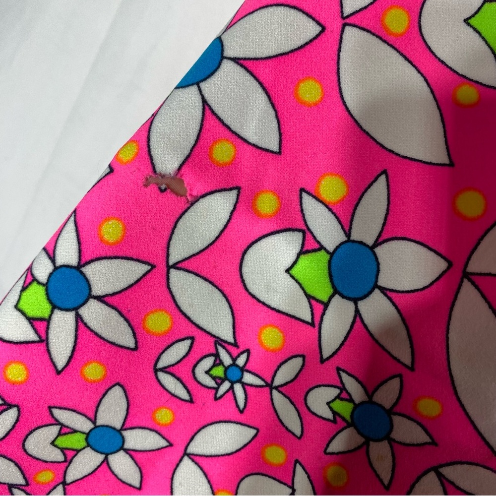 Vintage Floral Pink Fabric with Blue and White Accents - Picture 7 of 11